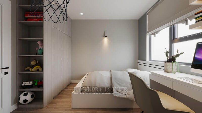 Sắn xếp nội thất phòng ngủ con trai gỗ công nghiệp phong cách hiện đại